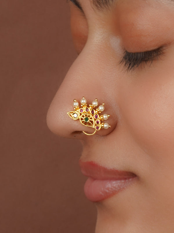 Multicolor Gold Plated Temple Nosepin - TMPNTH51M