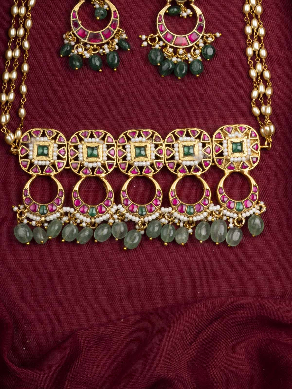 TMPSET191M - Multicolor Temple Choker Necklace Set