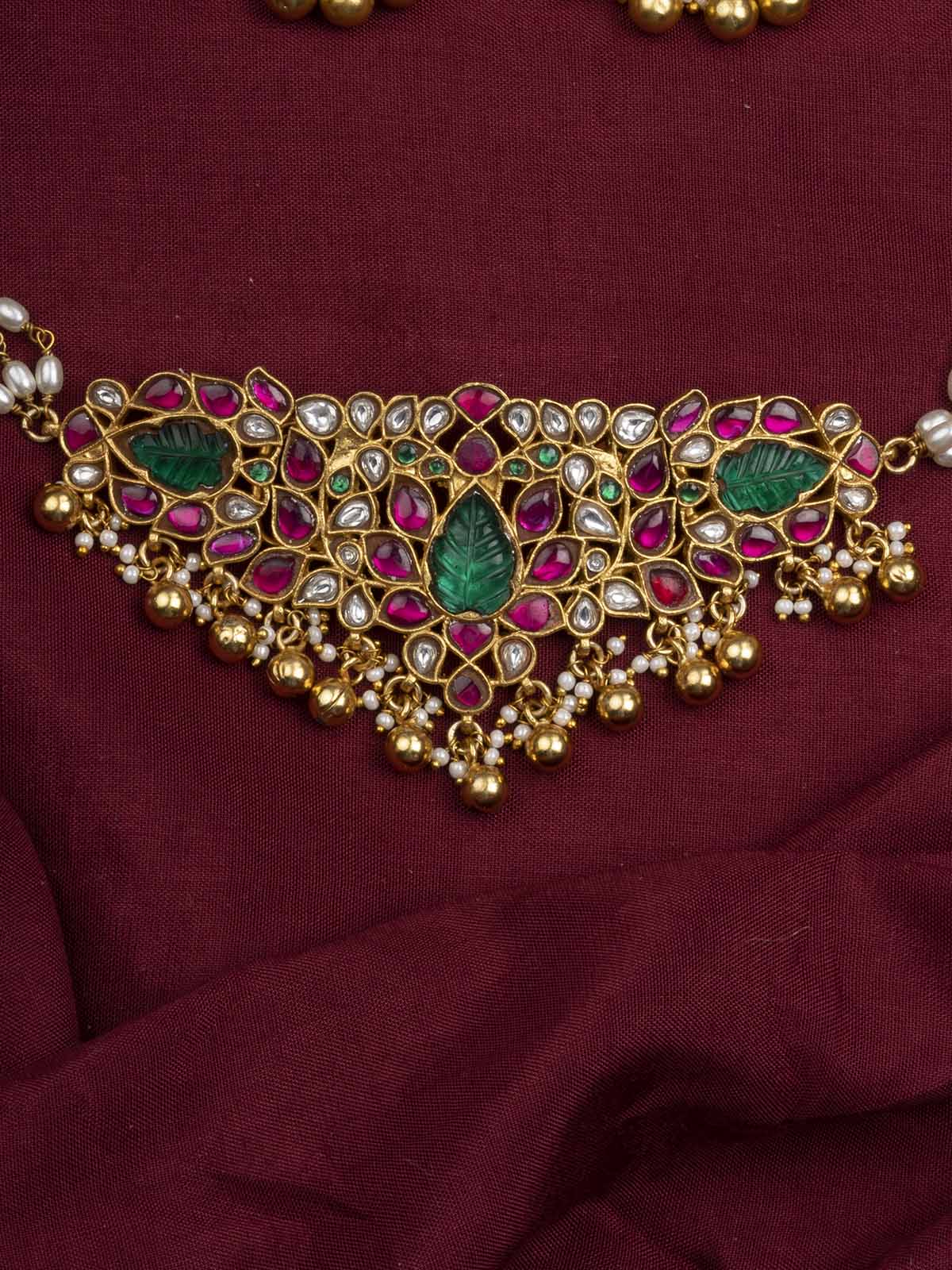 TMPSET192M - Multicolor Temple Gold Plated Medium Necklace Set