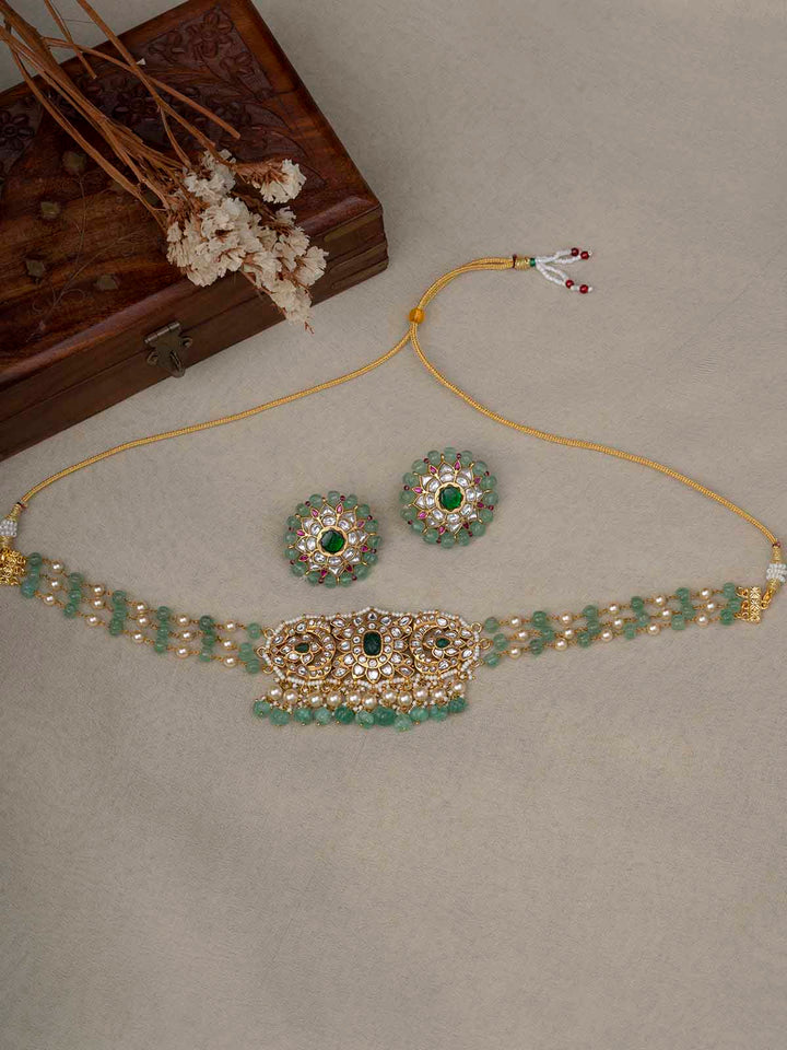 TMPSET193M - Multicolor Temple Choker Necklace Set