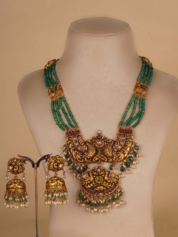 TMPSET219MA - Multicolor Gold Plated Temple Necklace Set