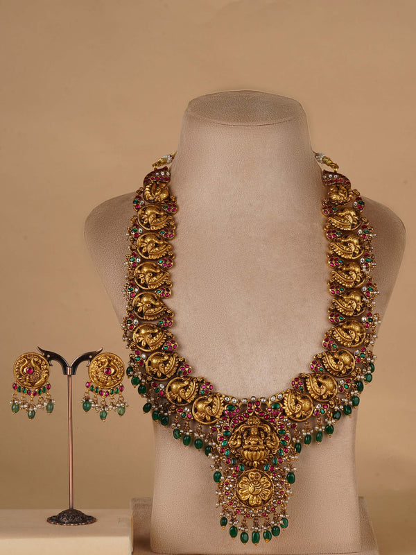 TMPSET224M - Multicolor Gold Plated Temple Necklace Set