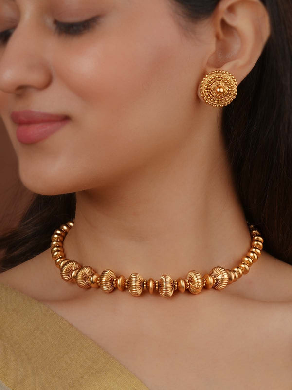 Gold Plated Temple Necklace Set - TMPSET243