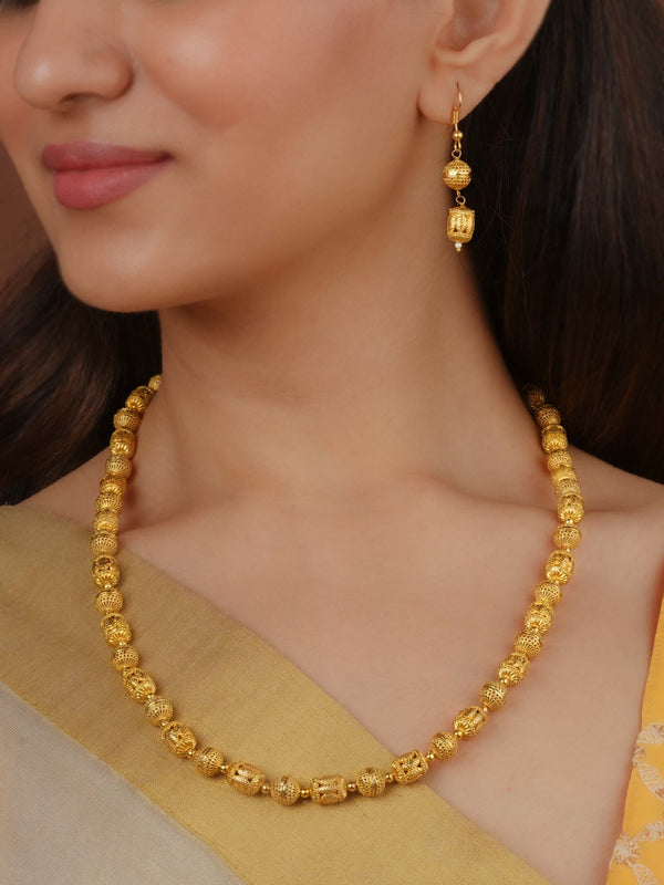 Gold Plated Temple Necklace Set - TMPSET245