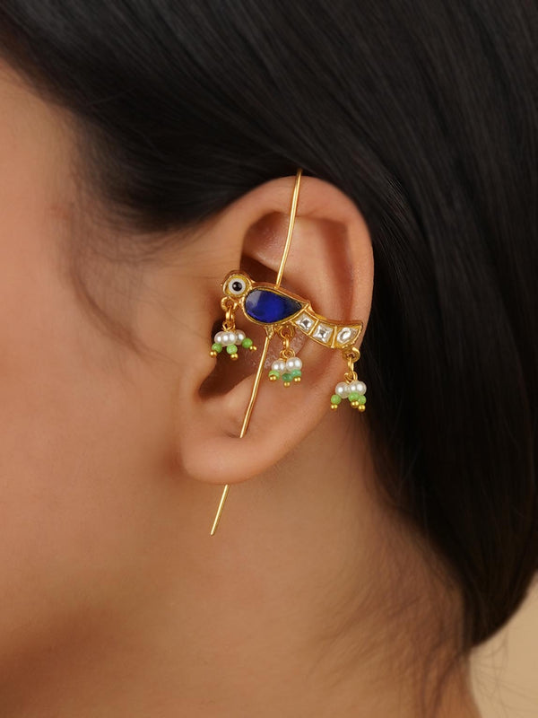TR-EAR143A - Blue Color Gold Plated Earrings