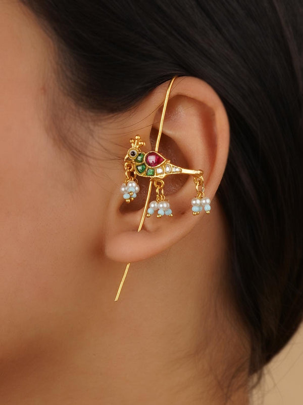 TR-EAR144A - Multicolor Gold Plated Earrings
