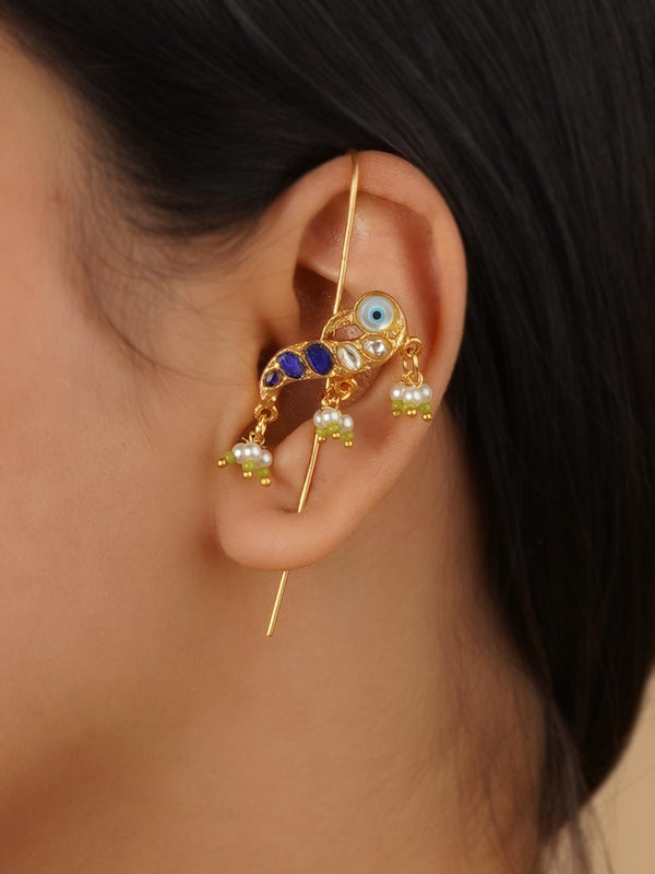 TR-EAR146G - Blue Color Gold Plated Earrings