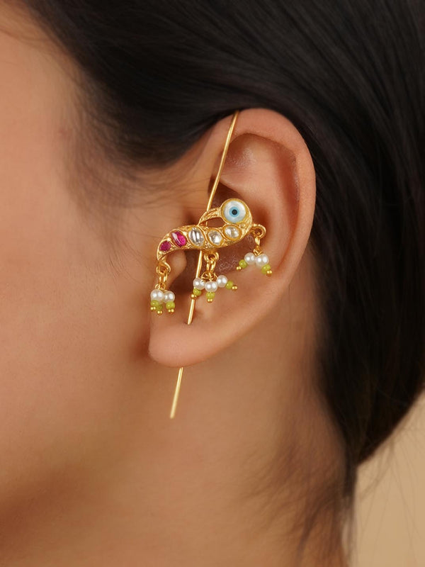 TR-EAR146 - Pink Color Gold Plated Earrings