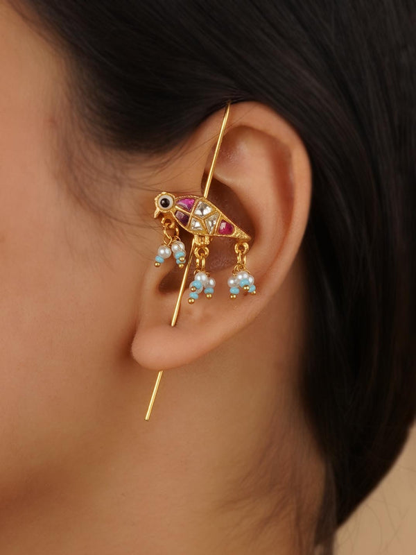 TR-EAR147B - Pink Color Gold Plated Earrings