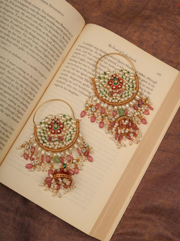 Multicolor Gold Plated Nath Inspired Earrings - TR-EAR192