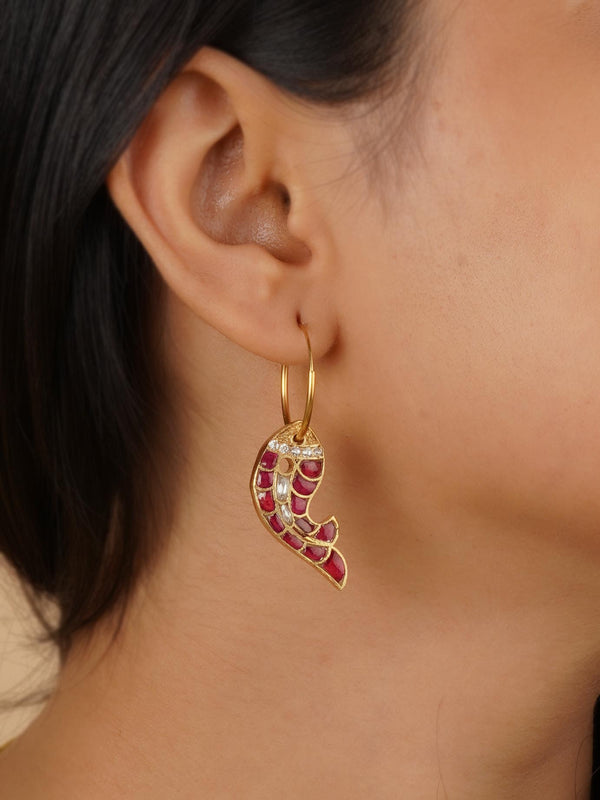 TR-EAR1M - Multicolor Gold Plated Reversible Earrings