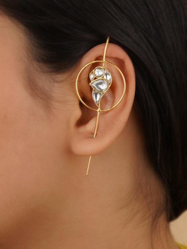 TR-EAR54 - White Color Gold Plated Earrings