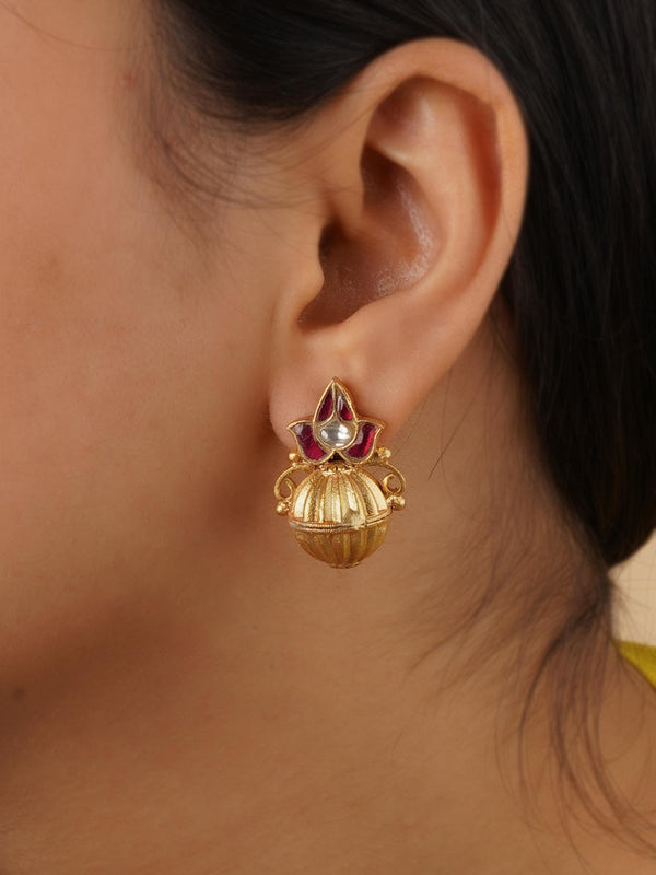 TR-EAR67WP - Pink Color Gold Plated Earrings