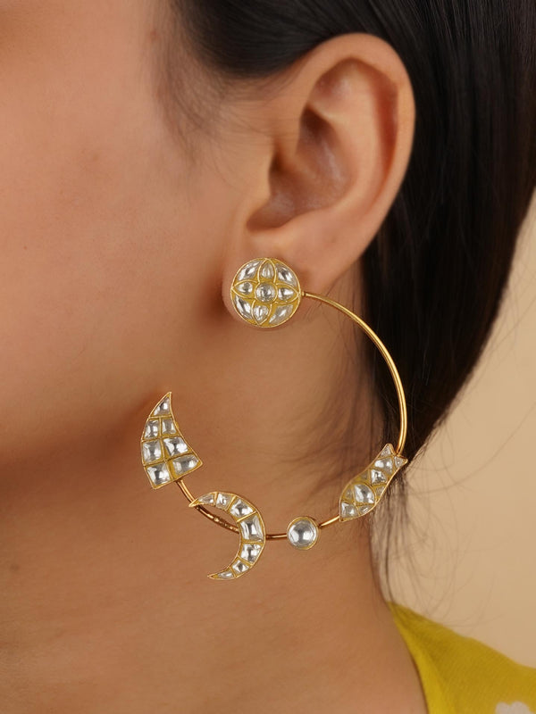 TR-EAR83 - White Color Gold Plated Earrings