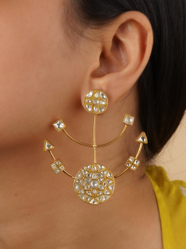 TR-EAR85 - White Color Gold Plated Earrings