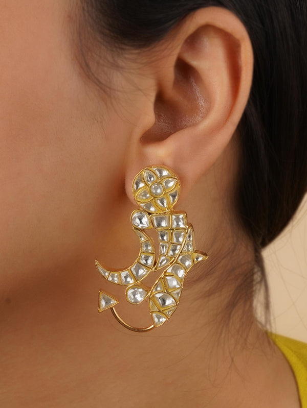 TR-EAR86 - White Color Gold Plated Earrings