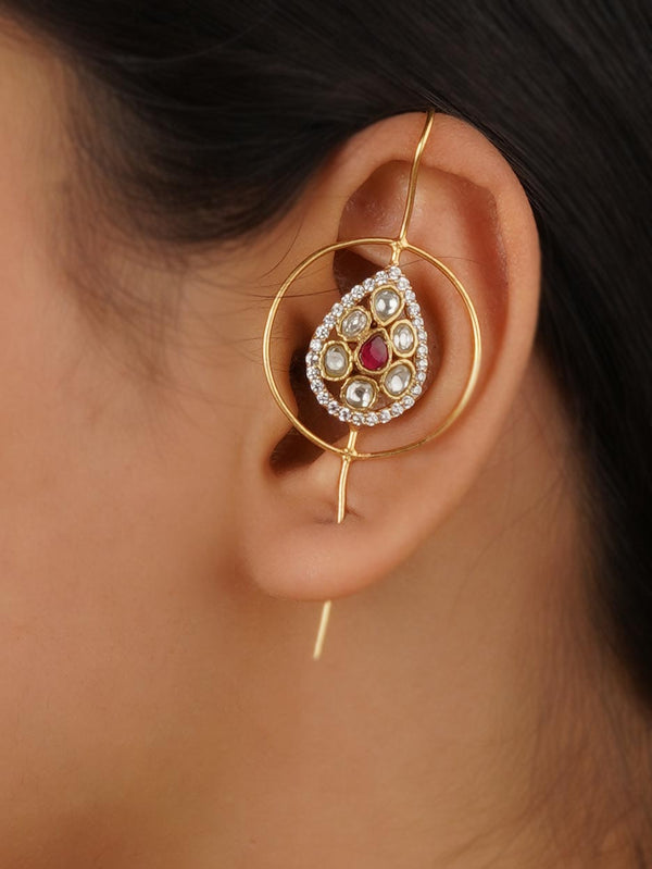 TR-EAR98 - Pink Color Gold Plated Earrings