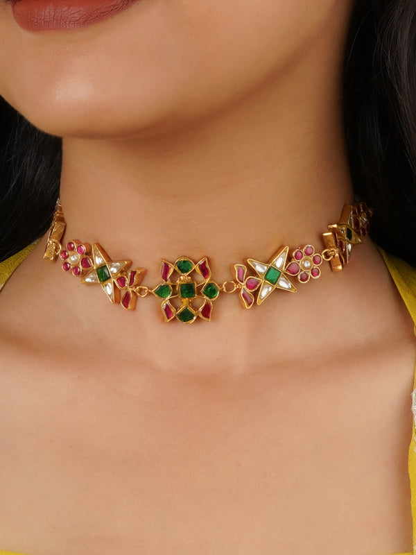 TR-N110M  - Multicolor Gold Plated Necklace