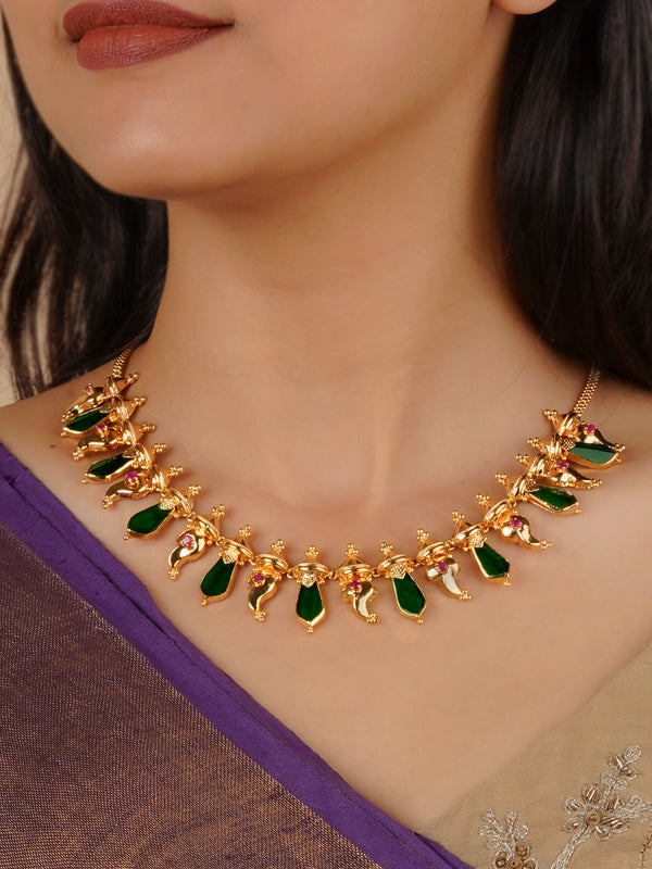 TR-N122M - Multicolor Gold Plated Necklace
