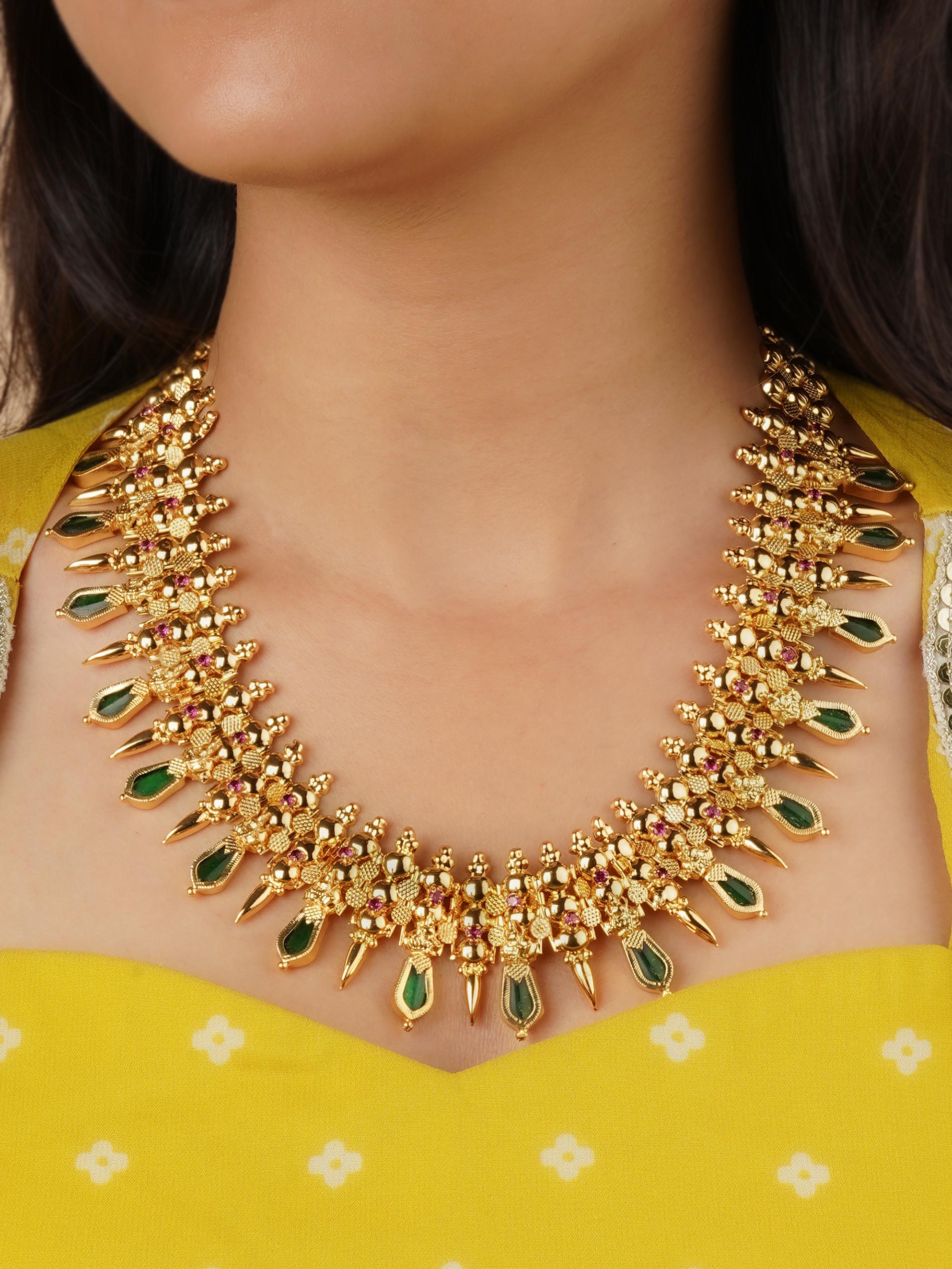 TR-N129M - Multicolor Gold Plated Necklace
