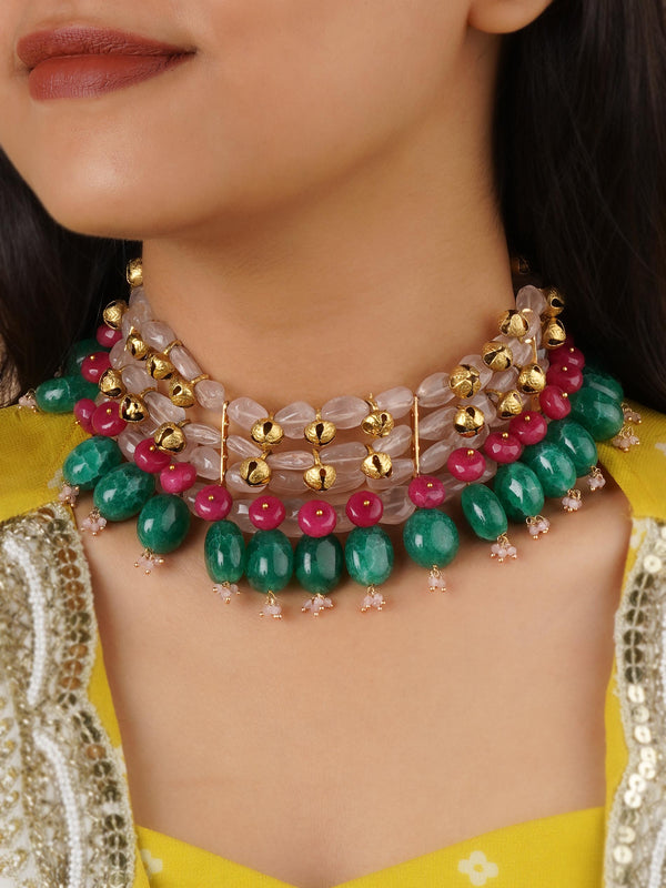 TR-N179 - Multicolor Gold Plated Necklace