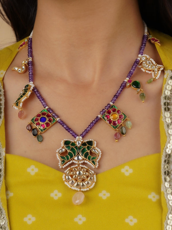 TR-N203M - Multicolor Gold Plated Necklace