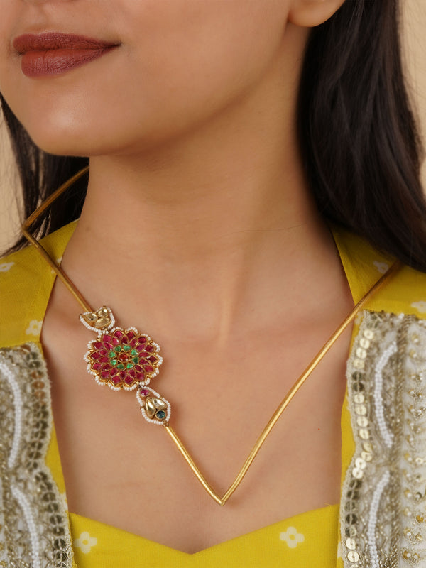 TR-N20B - Multicolor Gold Plated Necklace