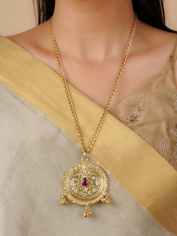 Pink Color Gold Plated Necklace - TR-N219P