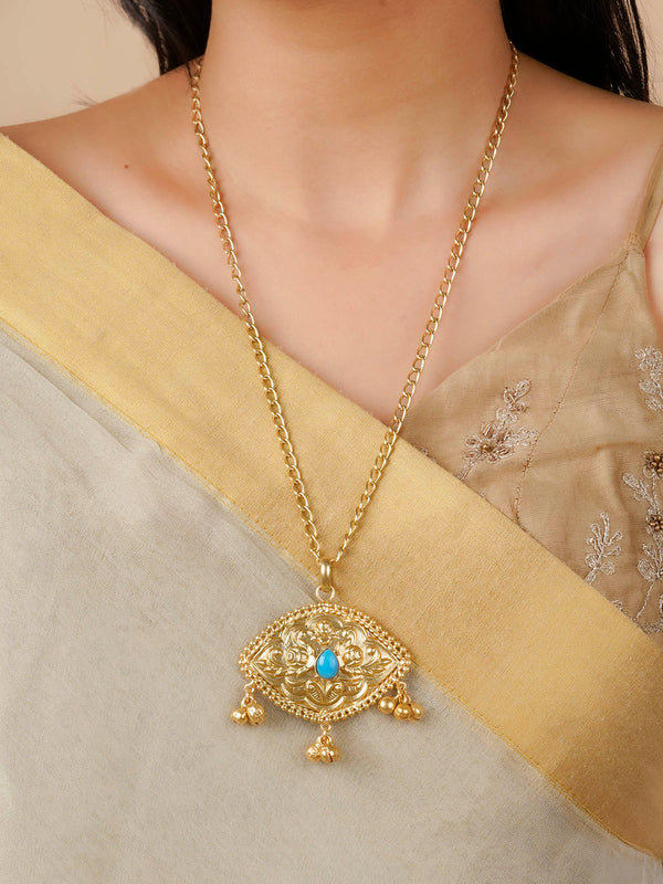 TR-N220F - Firoza Color Gold Plated Necklace