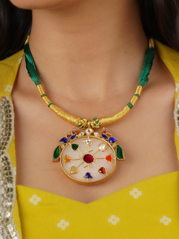 TR-N274SL925C - Multicolor Gold Plated Necklace