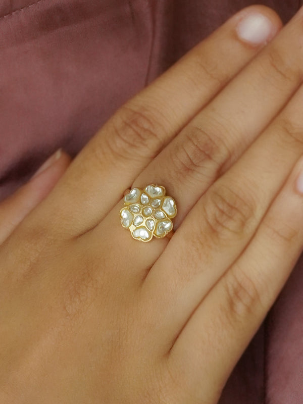 TR-RNG23  - White Color Gold Plated Tver Ring