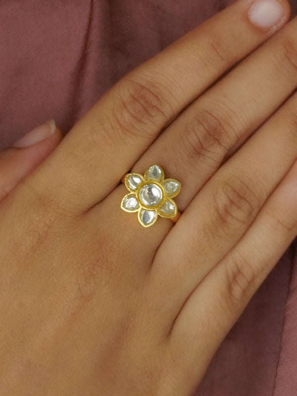 TR-RNG25 - White Color Gold Plated Ring
