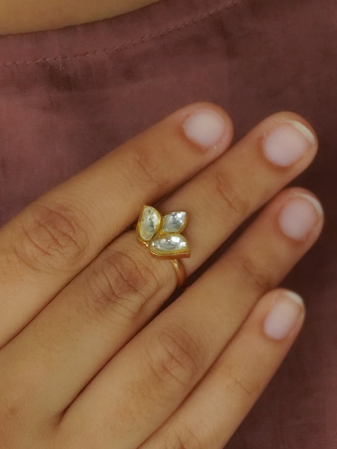 TR-RNG26 - White Color Gold Plated Ring