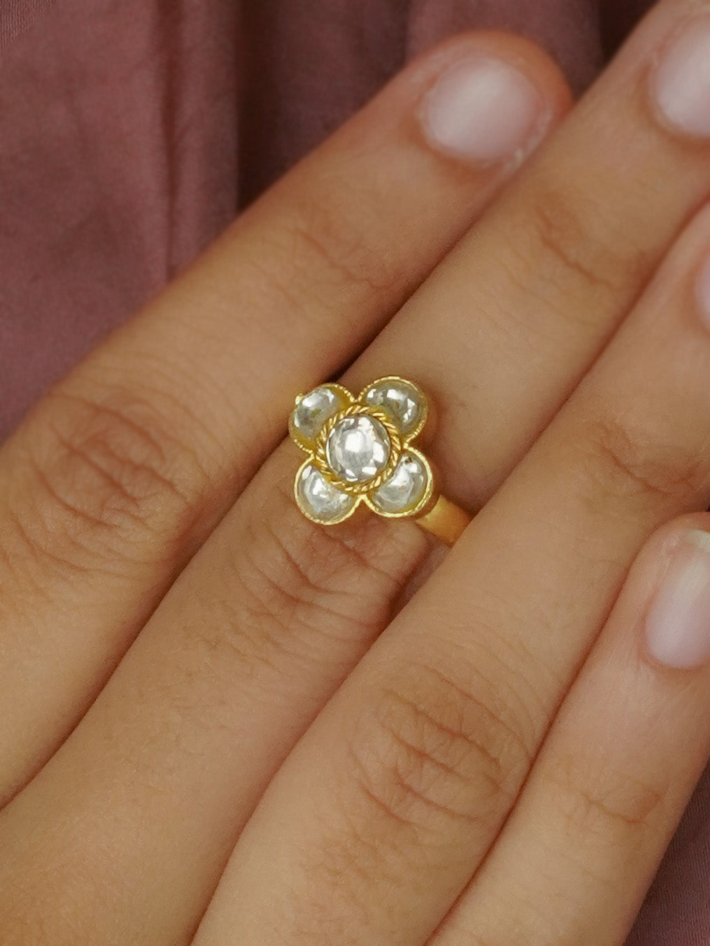 TR-RNG31 - White Color Gold Plated Ring