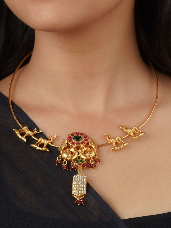 TR-N284M - Multicolor Gold Plated Tver Necklace