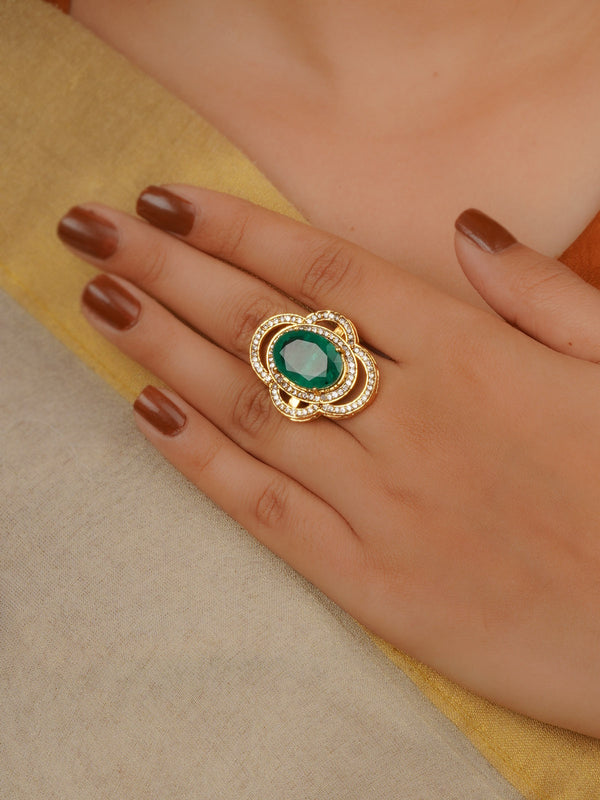 Green Color Victorian Ring - VC-RNG3GR