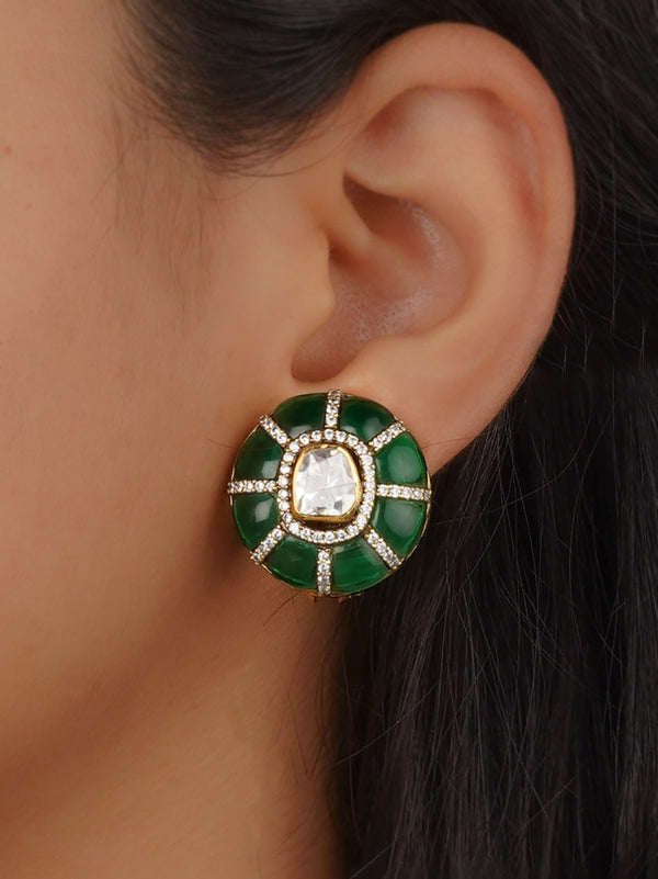 Green Color Victorian 925 Silver Earrings - VCSL925-EAR18