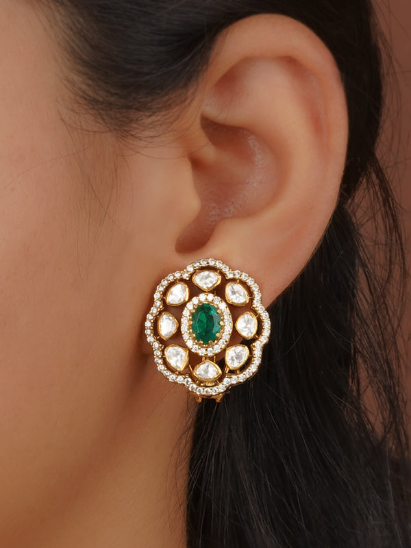 Green Color Victorian 925 Silver Earrings - VCSL925-EAR19