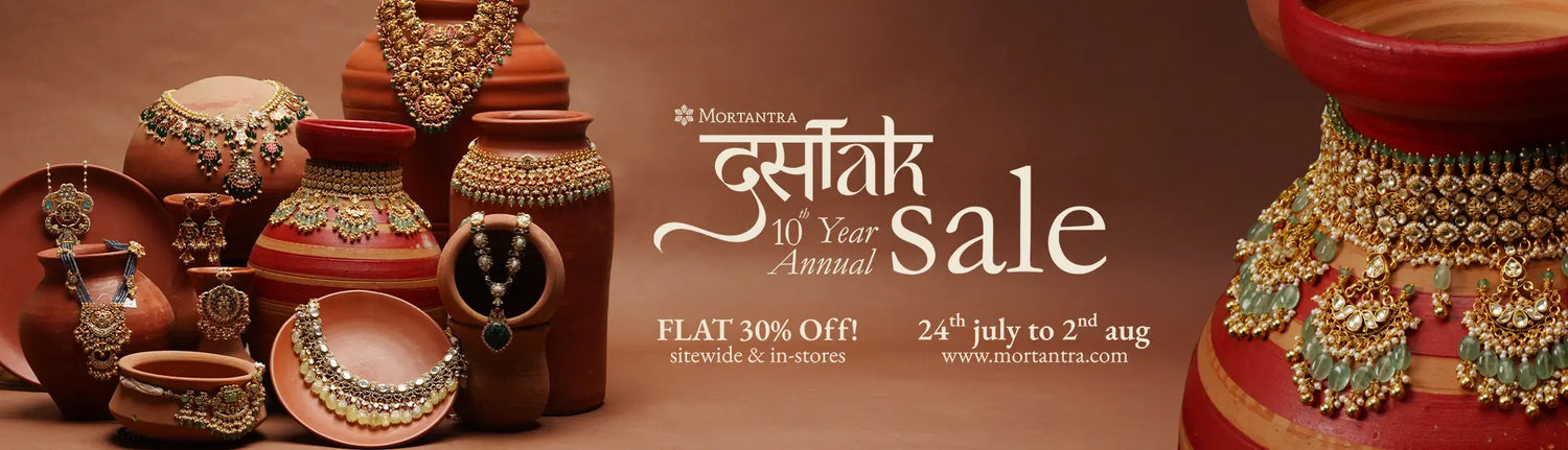Mortantra 10th Annual Sale banner featuring handcrafted Indian jewellery with 30% off sitewide and in stores from 24 July to 2 August.