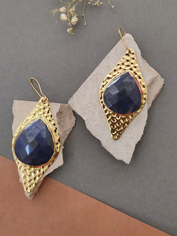 CSTEAR101 - Blue Color Gold Plated Costume Earrings