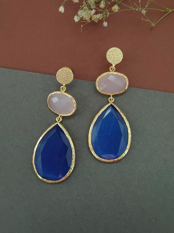 CSTEAR188 - Blue Color Gold Plated Costume Earrings