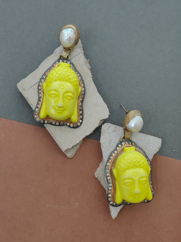 CSTEAR96 - Yellow Color Costume Earrings