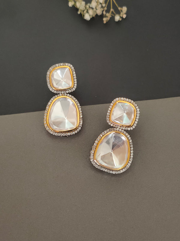 CZEAR228SL - White Color Silver Plated Faux Diamond Earrings