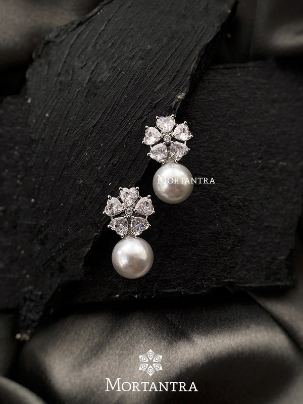 CZEAR297 - White Color Faux Diamond Earrings