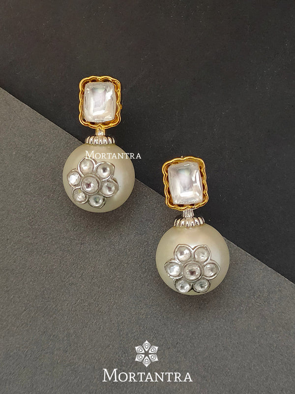 CZEAR400GSL - White Color Gold Plated Faux Diamond Earrings