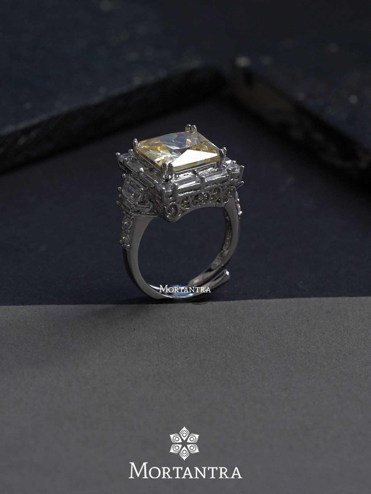 CZRNG62 - Adjustable Faux Diamond Ring