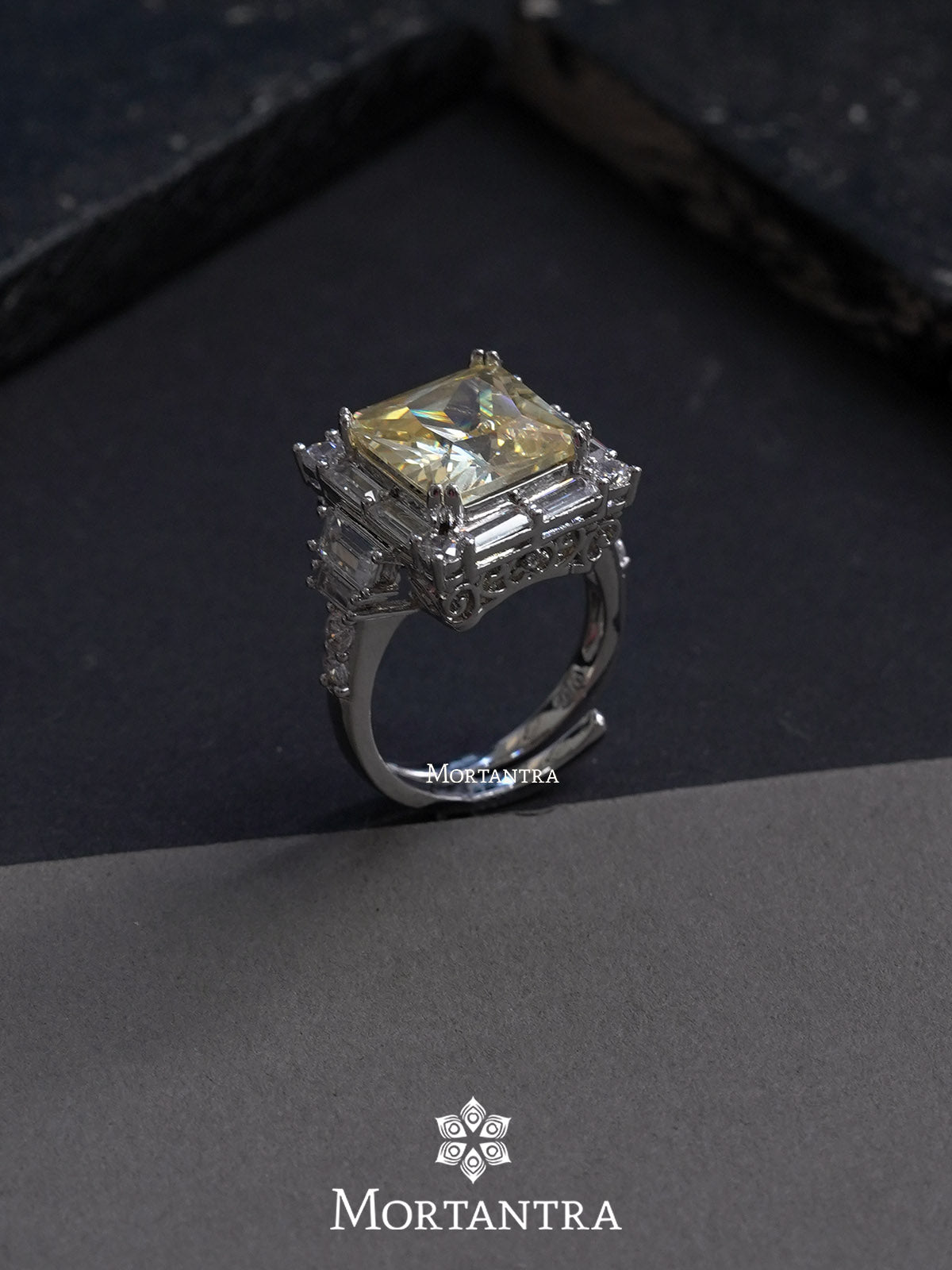 CZRNG62 - Adjustable Faux Diamond Ring