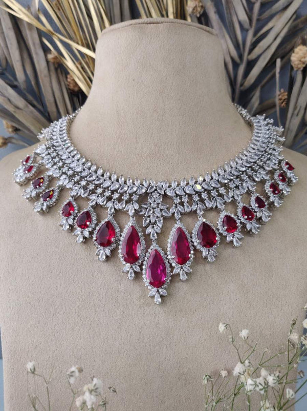 CZSET103R - Faux Diamond Necklace Sets