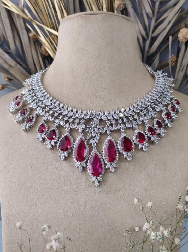 CZSET103R - Faux Diamond Necklace Sets