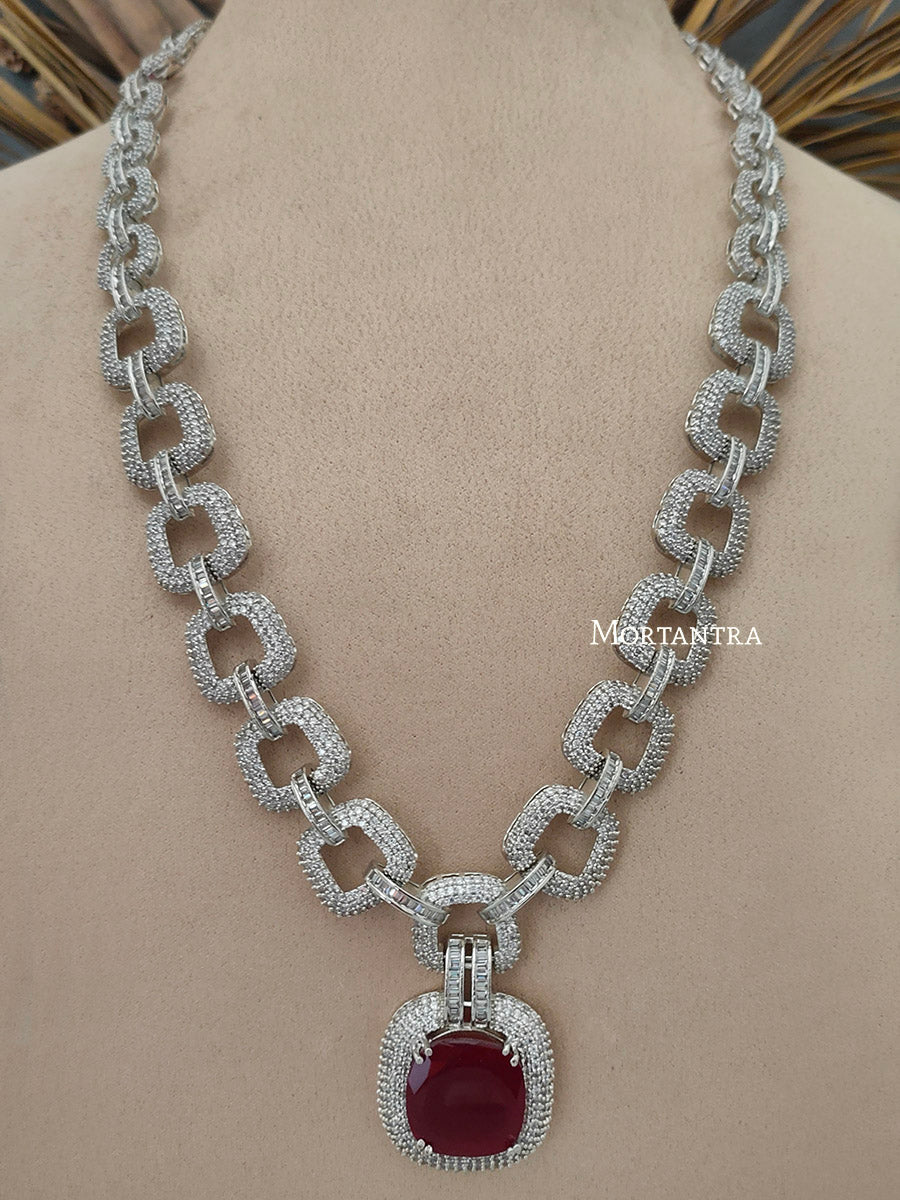CZSET171R - Faux Diamond Necklace Set